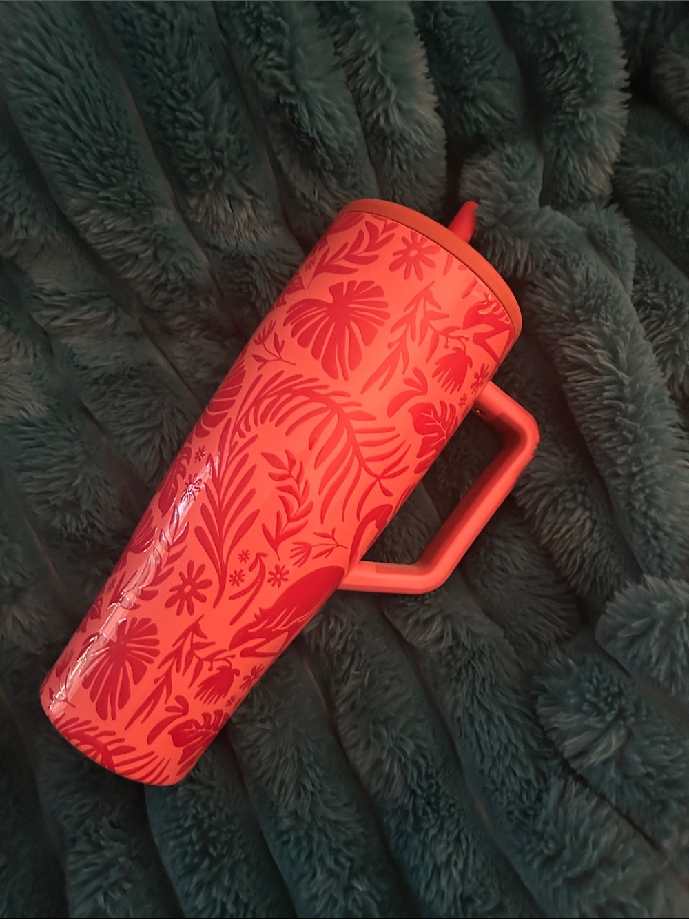 BruMate Coral Floral Insulated Travel Mug with Handle
